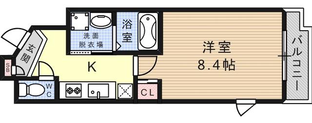 LSステューディオ岡本(1K/8階)の間取り写真