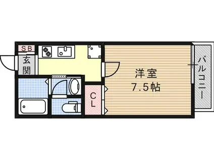 エトワール六甲(1K/1階)の間取り写真