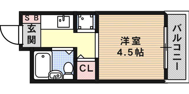 リブェール六甲(1K/3階)の間取り写真