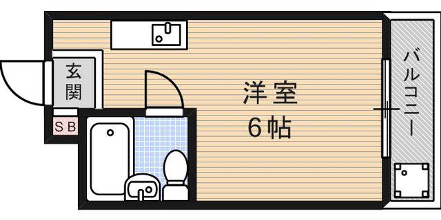 神栄ハイツ(ワンルーム/2階)の間取り写真