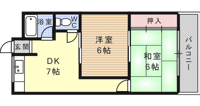アーベインハイム(2DK/2階)の間取り写真