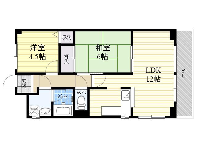 グリーンハウス大石(2LDK/3階)の間取り写真