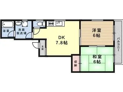 ハイツY(2DK/1階)の間取り写真