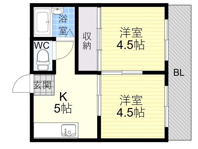 ファミネス芦屋(2K/1階)の間取り写真