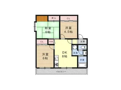 西芦屋グリーンハウス(3DK/4階)の間取り写真