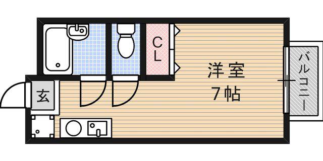 クレスト新在家(ワンルーム/2階)の間取り写真