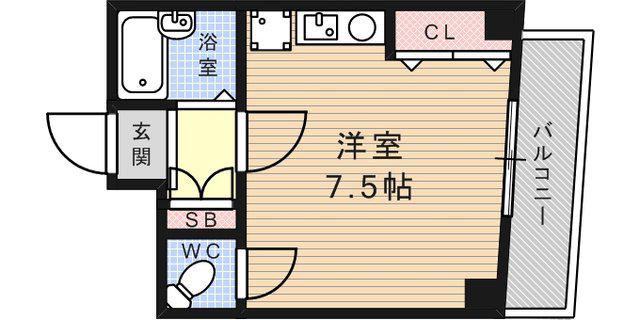 キャッスルアート御影(1K/4階)の間取り写真