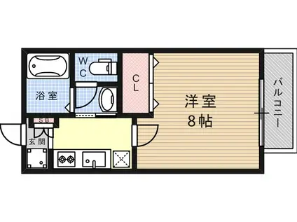 セゾン六甲(1K/1階)の間取り写真