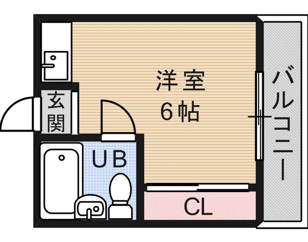 永手コスモハイツ(ワンルーム/2階)の間取り写真