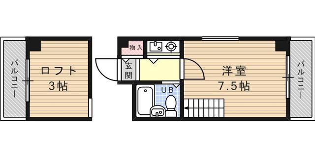 サンパレス21六甲Ⅱ(1K/3階)の間取り写真