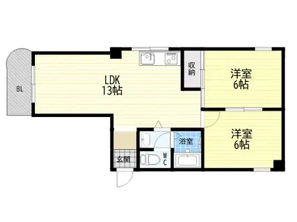 サンパレス21六甲Ⅱ(2LDK/1階)の間取り写真