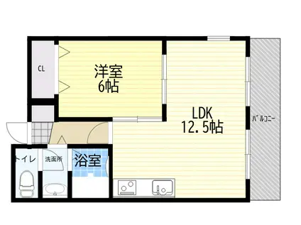 サンパレス21六甲Ⅱ(1LDK/1階)の間取り写真
