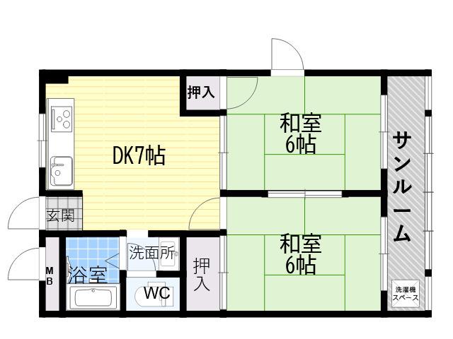 森南コーポ(2DK/2階)の間取り写真