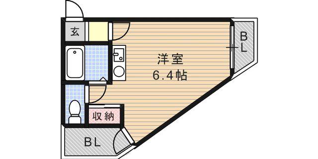 ヒルズ六甲(ワンルーム/3階)の間取り写真