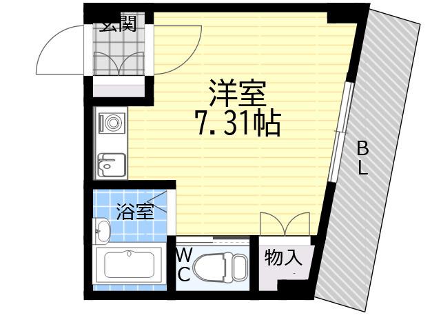 ヒルズ六甲(ワンルーム/3階)の間取り写真