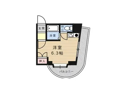 ヒルズ六甲(ワンルーム/4階)の間取り写真
