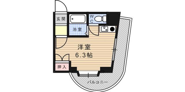 ヒルズ六甲(ワンルーム/4階)の間取り写真