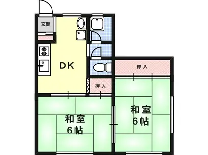 カーサ六甲(2DK/4階)の間取り写真