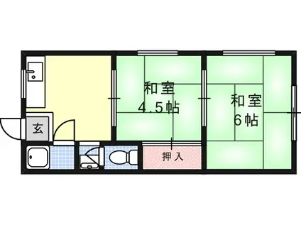 乾アパート(2K/2階)の間取り写真