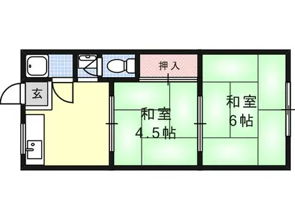 乾アパート(2K/1階)の間取り写真