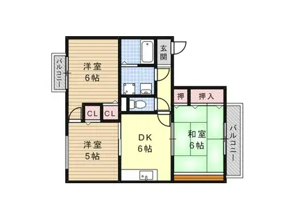 市岡マンション2(3DK/3階)の間取り写真