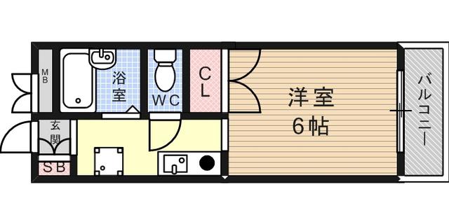 フローラ六甲(1K/1階)の間取り写真