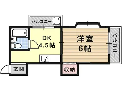 ROKKOUBAYVIEWMANSION(1DK/2階)の間取り写真