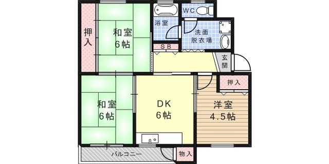 鶴甲コーポ14号館(1LDK/3階)の間取り写真