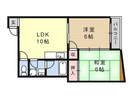 六甲ブライトマンション(2LDK/2階)の間取り写真