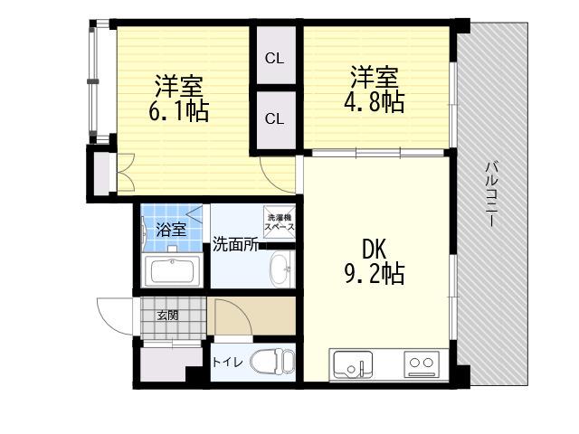 KDXレジデンス甲南山手(2LDK/6階)の間取り写真