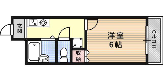 ハッピーコート甲南山手(1K/4階)の間取り写真