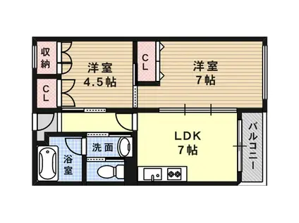稗田マンション(2DK/2階)の間取り写真