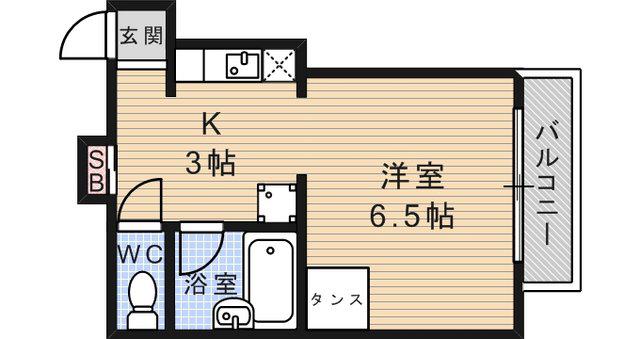 六甲ガーデンホームズ(ワンルーム/3階)の間取り写真