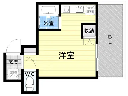 六甲ガーデンホームズ(ワンルーム/2階)の間取り写真