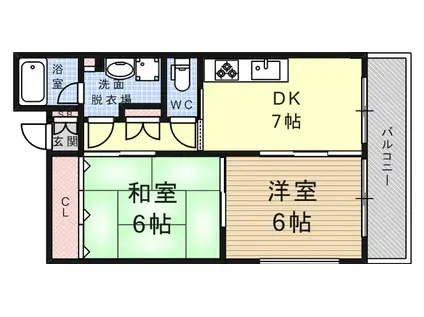 アトリエハウスマヤ(2DK/2階)の間取り写真