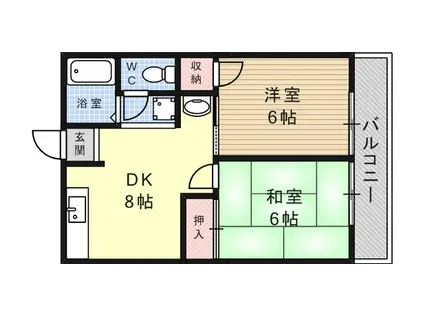 シティハイム高橋C棟(2DK/2階)の間取り写真