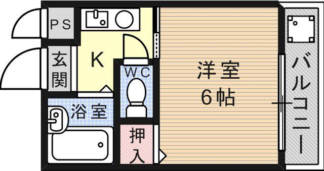 浅利ハイツ(1K/3階)の間取り写真