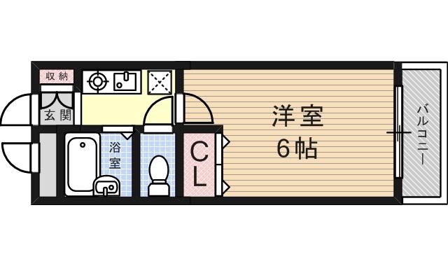 グレースハイツ六甲(1K/3階)の間取り写真