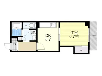 AH徳井(1DK/5階)の間取り写真