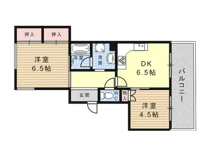 サカエハイツ六甲(2DK/2階)の間取り写真