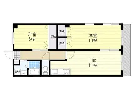 サカエハイツ六甲(2LDK/3階)の間取り写真