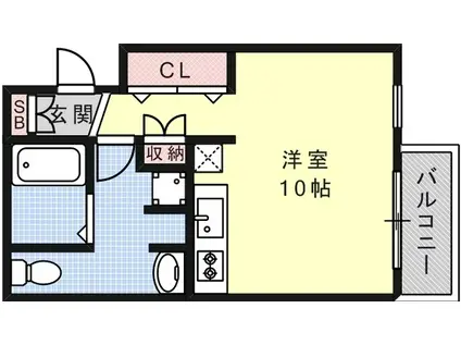 ベレール天城(1K/2階)の間取り写真