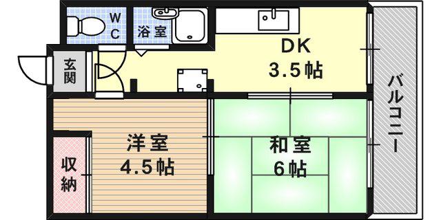 サンハイム泉(2K/2階)の間取り写真