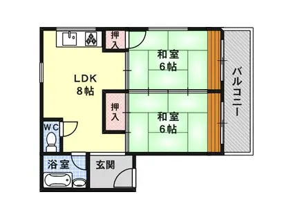 湊川第2マンション(2LDK/3階)の間取り写真