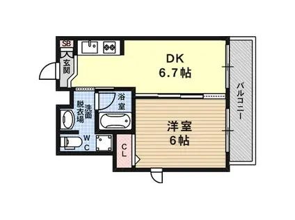 クオリス神戸本山レジデンス(1DK/6階)の間取り写真