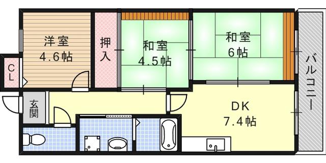 フェリックス徳井(3DK/5階)の間取り写真