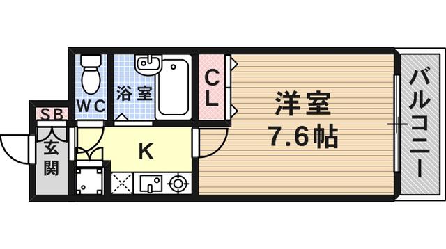 シャトラン弓木5番館(1K/1階)の間取り写真