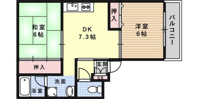 プチコーポ原田(2DK/2階)の間取り写真