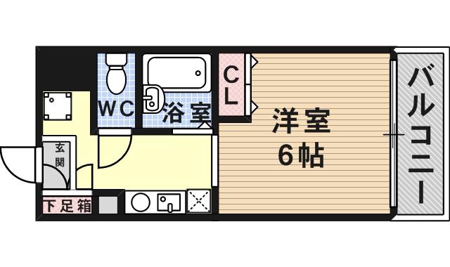 ロジュマン六甲(ワンルーム/3階)の間取り写真