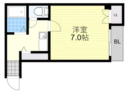 ブロスコート住吉(1K/2階)の間取り写真